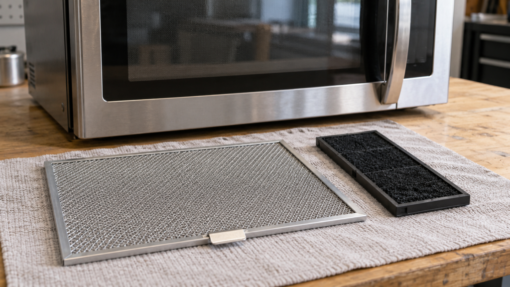 Microwave filter parts prepared for inspection.