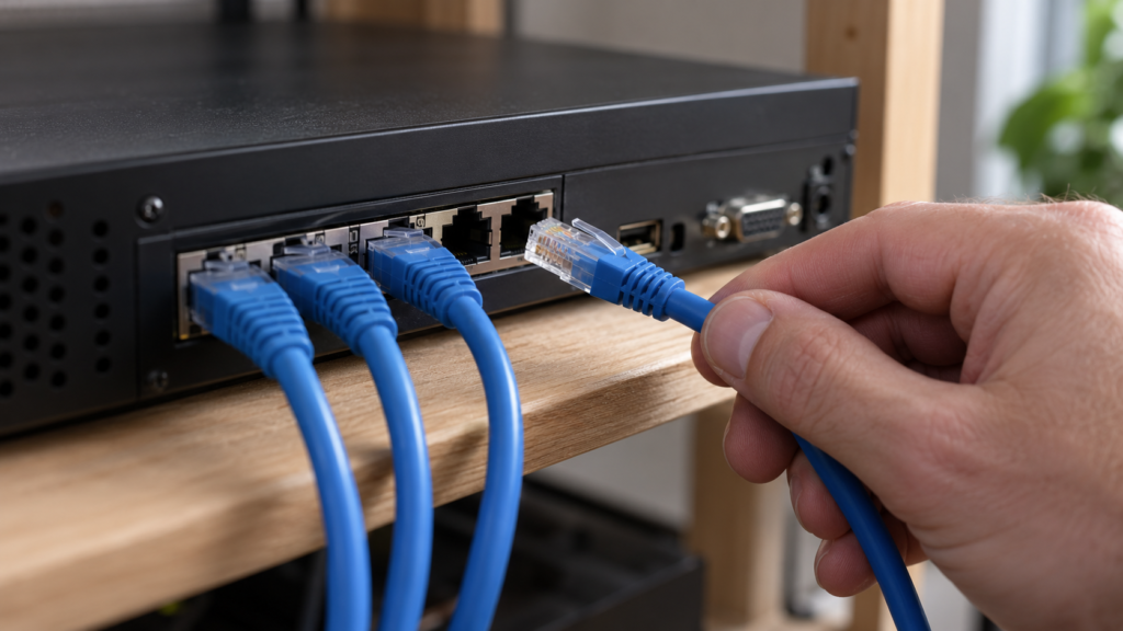 Preparing an Ethernet connection for a camera recorder.