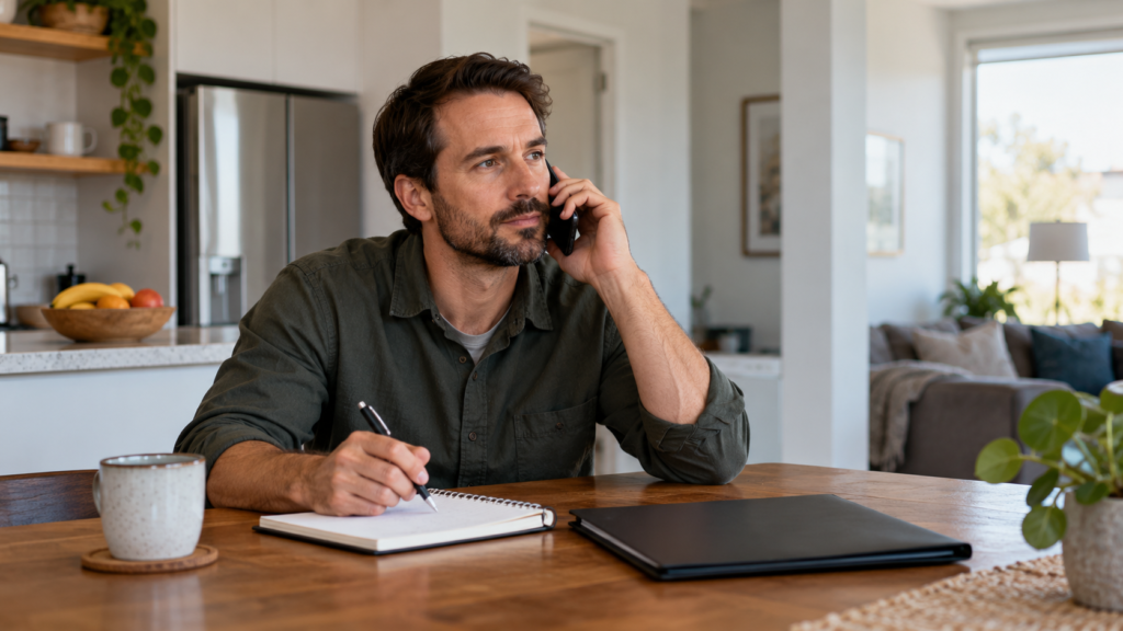 Calling an insurer to ask about security-system requirements.